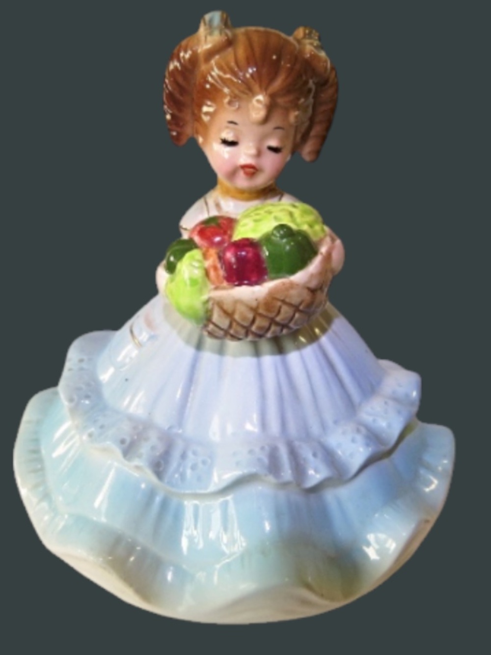 RARE Vintage Josef Original Figurine Remembering The Good Times, "Harvest Basket